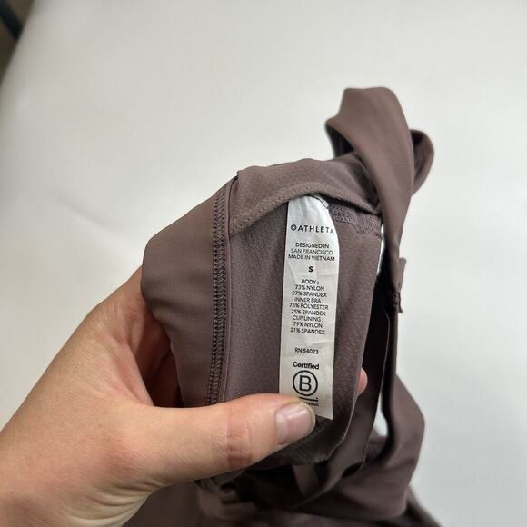 Athleta Tank Top Small 2-In-1 Ultimate Support Brown Purple Sports Bra Tank - Picture 6 of 8
